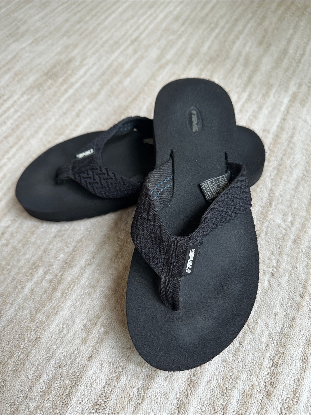 Teva Terrain Black Black Quilted Straps Flip Flops Sandals Womens Size 9